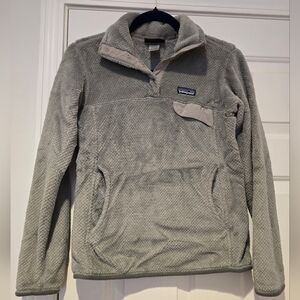 Patagonia Women XS Feather Grey Fleece Snap T Pullover Sweater Hiking Outdoor